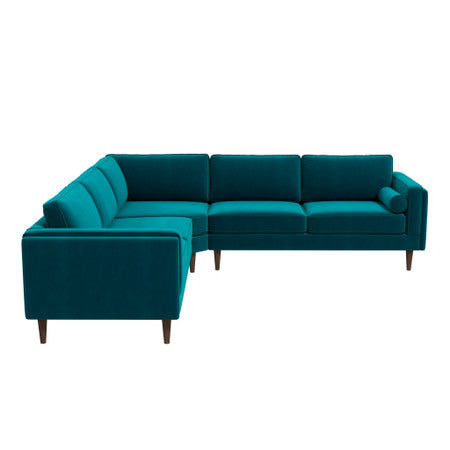 Amber Teal Velvet Corner Sectional Sofa - 104.7"