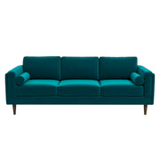Amber Mid-Century Modern Teal Luxury Velvet Sofa