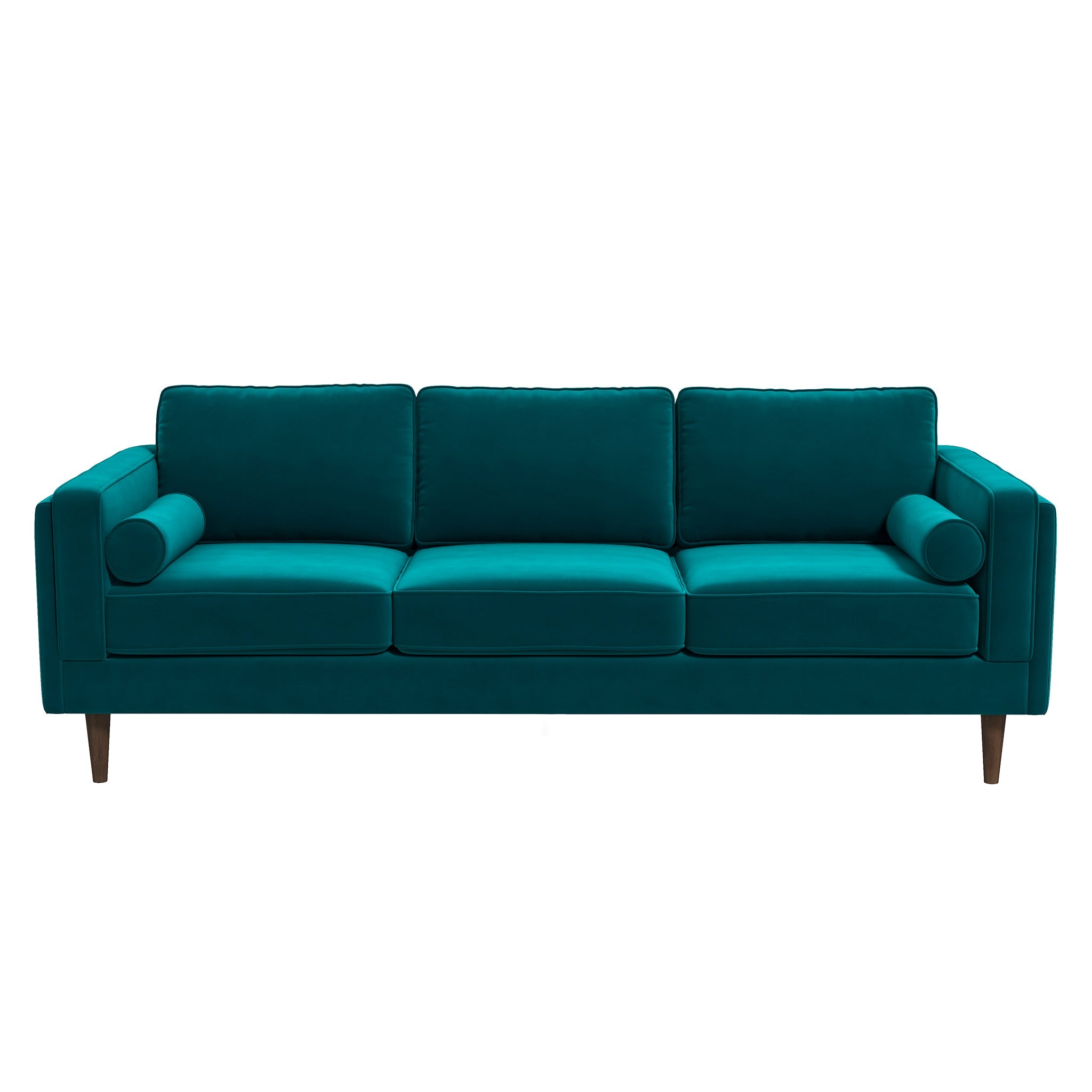 Amber Mid-Century Modern Teal Luxury Velvet Sofa