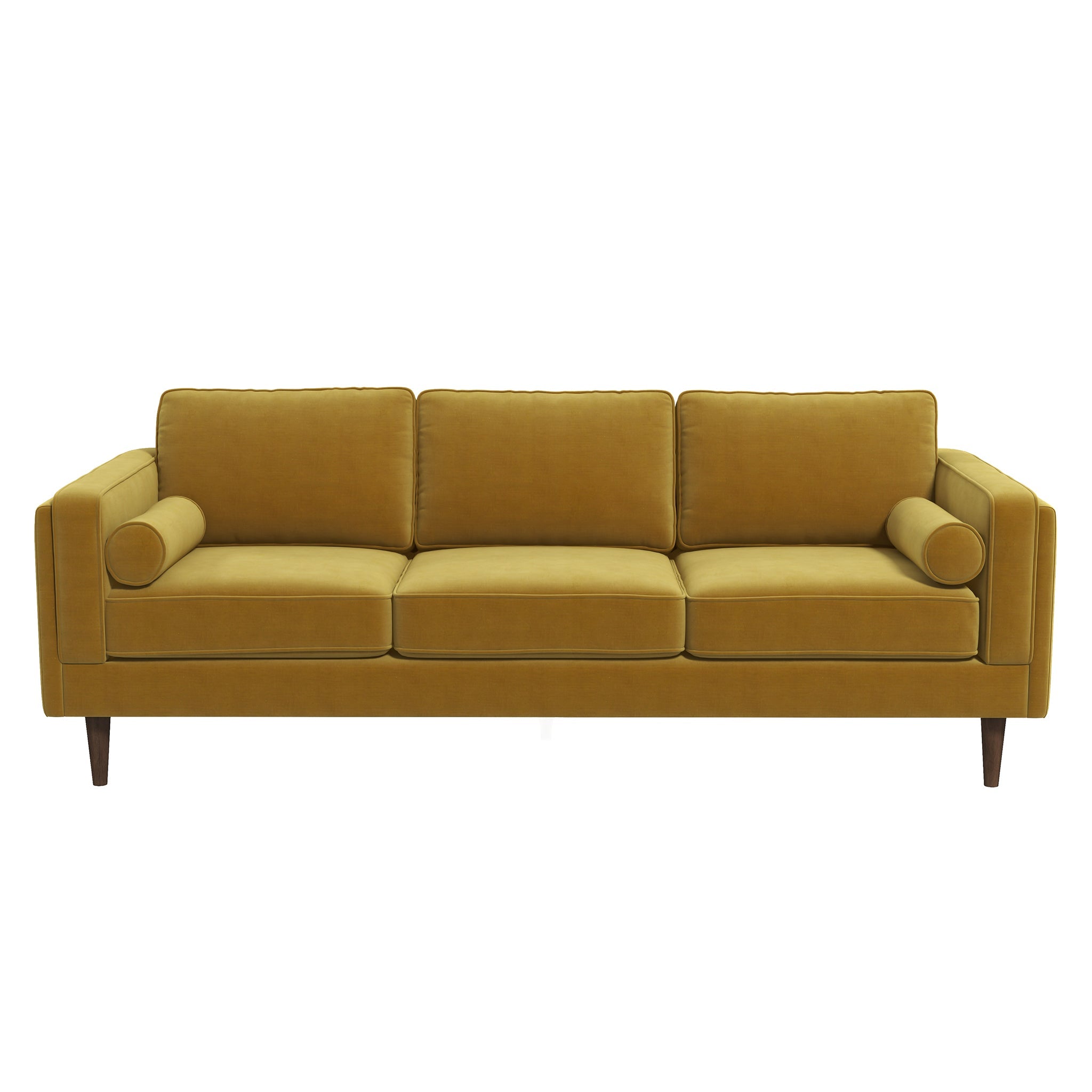 Amber Mid-Century Modern Yellow Luxury Velvet Sofa