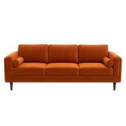 Amber Mid-Century Modern Burnt Orange Luxury Velvet Sofa