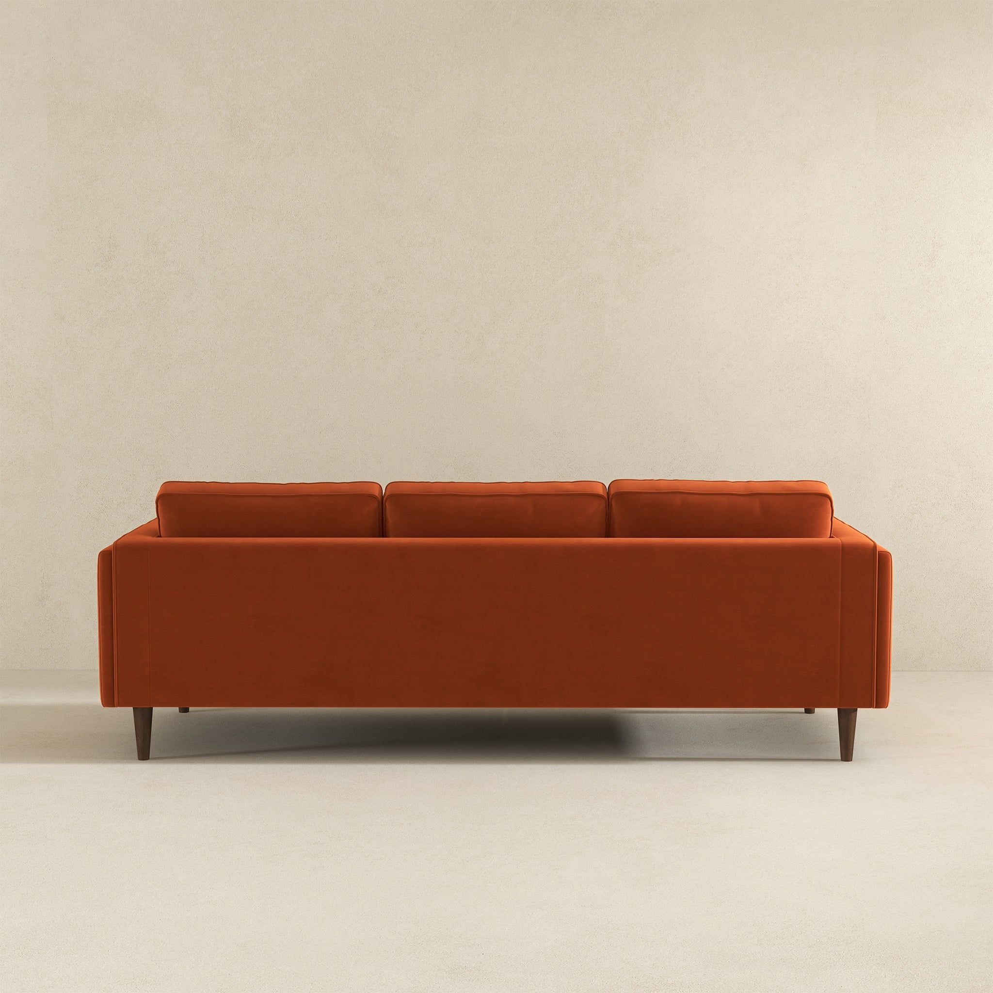 Amber Mid-Century Modern Burnt Orange Luxury Velvet Sofa
