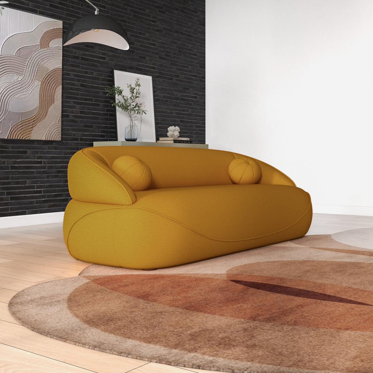 Andrew Mustard Yellow Boucle Sofa