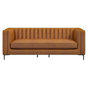 Angelina Cognac PU Leather Sofa 84"