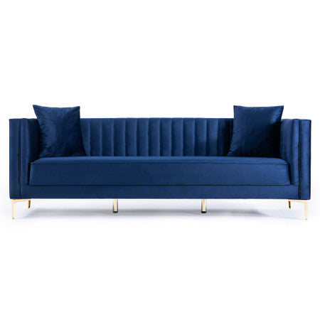 Angelina Sofa 91" (Dark Blue Velvet) - 90.5"