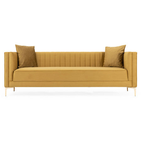 Angelina Sofa 91" (Yellow Mustard Velvet) - 92"