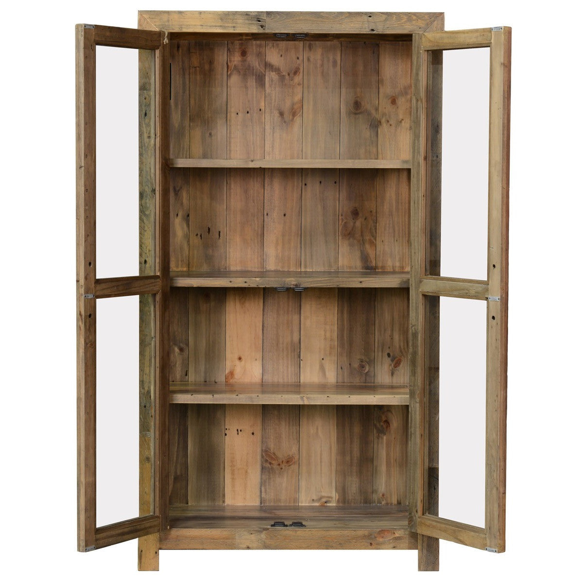 Angora Natural Reclaimed Wood Curio Cabinet with Glass Doors