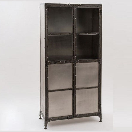 Antiqued Nickel Element Industrial Cabinet