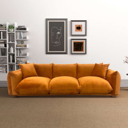 Arlo Burnt Orange Velvet Sofa - 100"