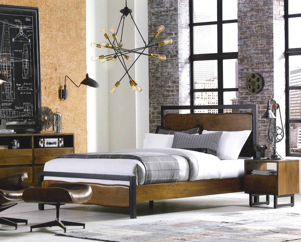 Live Edge Solid Wood & Iron Queen Platform Bed