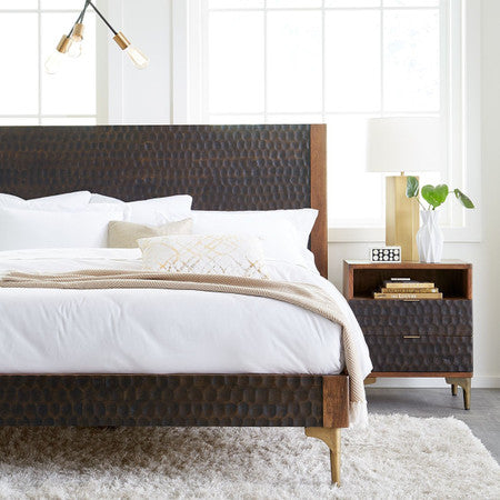 Anna Modern Carved Solid Wood King Bed
