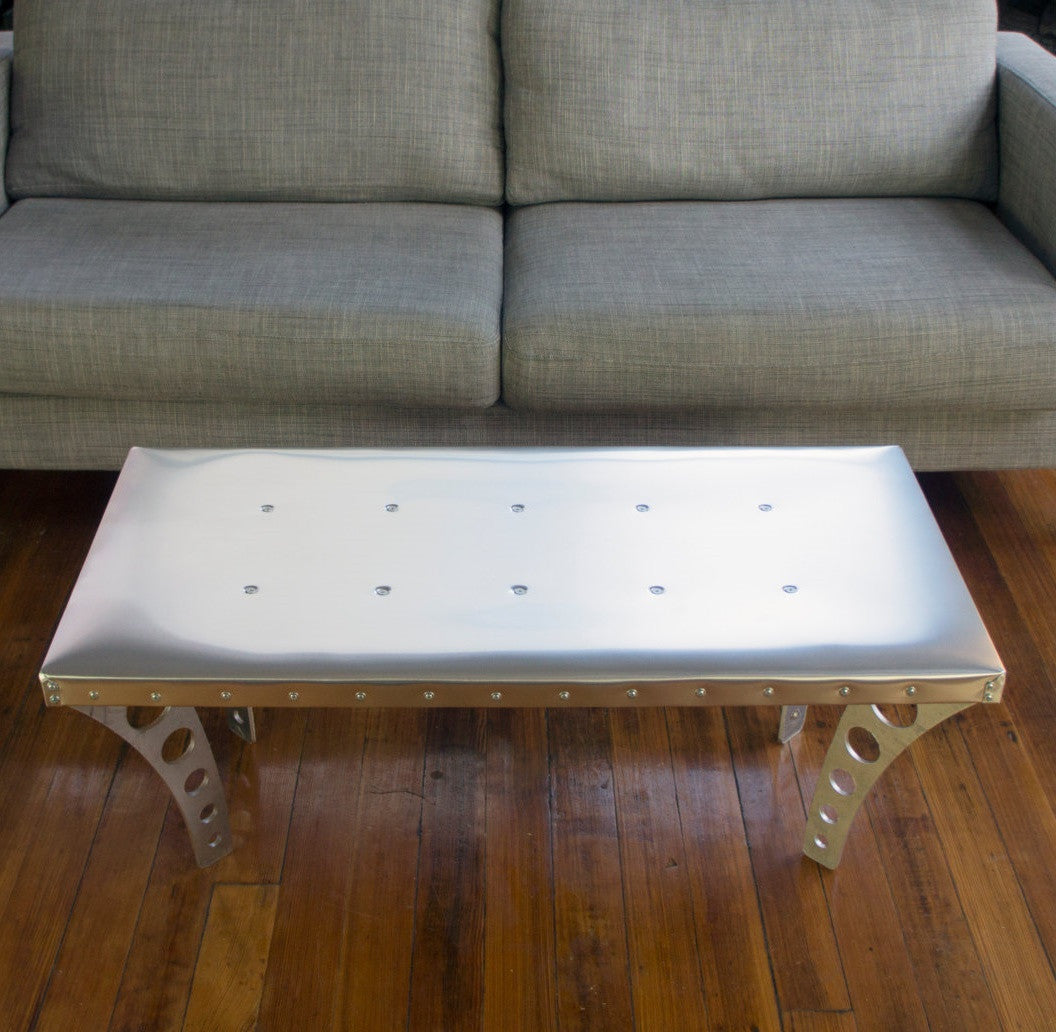 JetSet Coffee Table + Aluminum | Aviator Inspired Coffee Table Metal Urban Industrial Modern Designer Furniture Silver