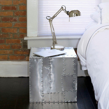 Aviator Deco Crate Side Table - Aluminum | Zin Home – zinhome