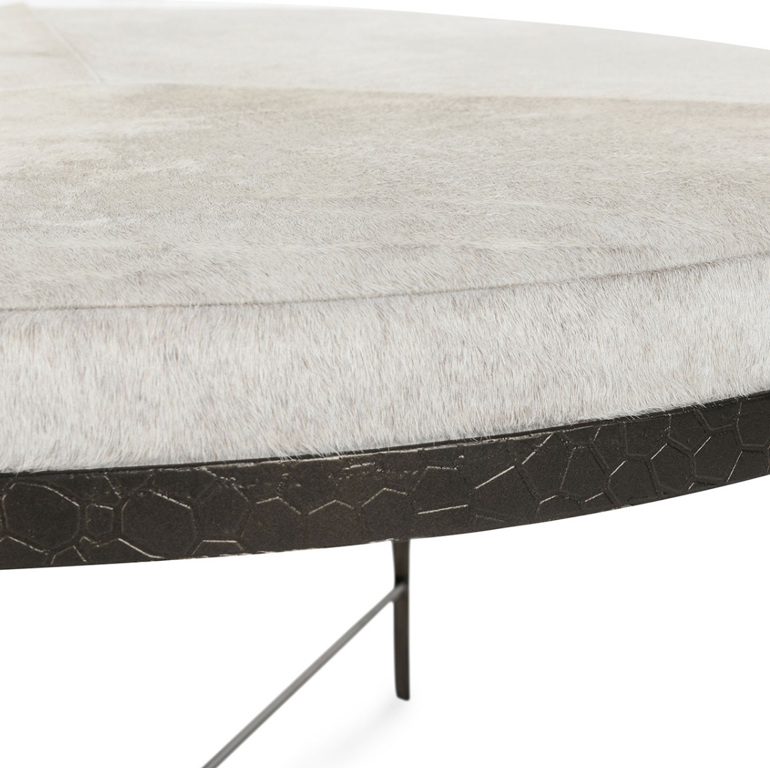 Bose Cream Hide Upholstered Round Coffee Table 36"