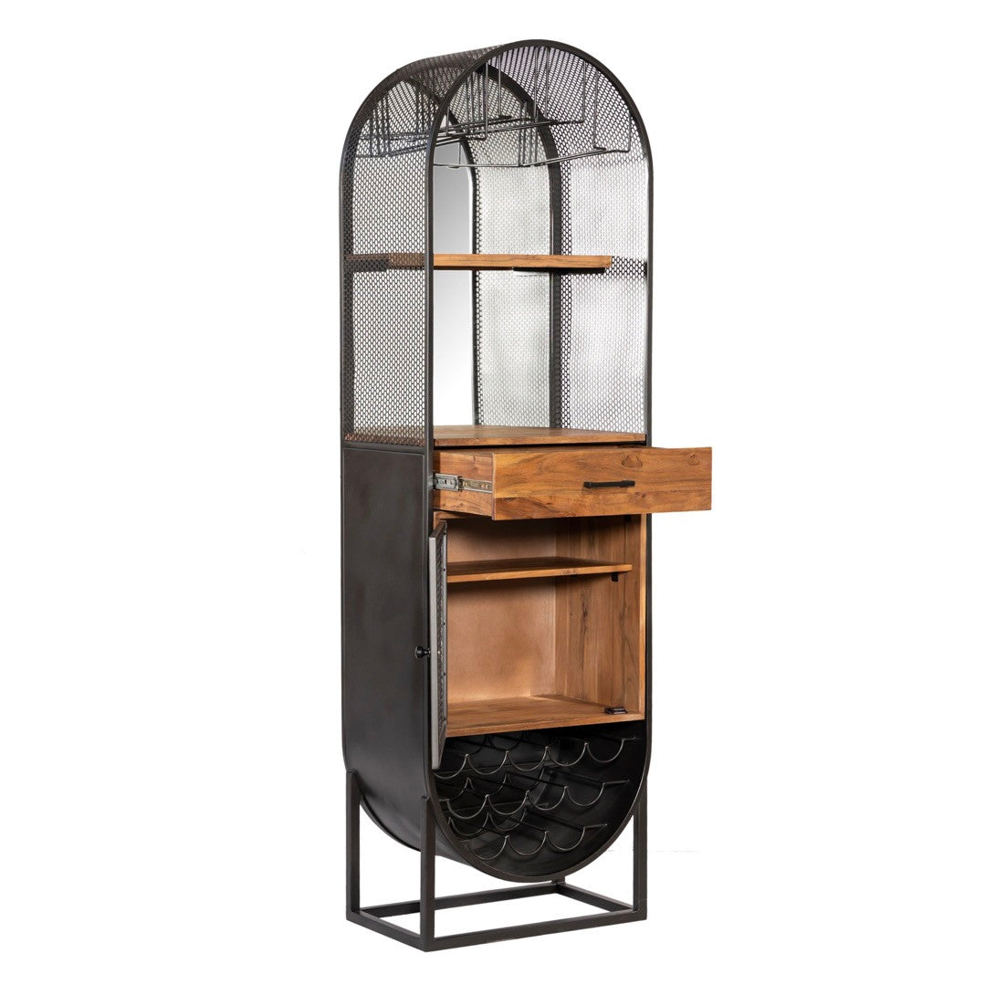 Roswell Iron and Mango Wood Industrial Bar Cabinet