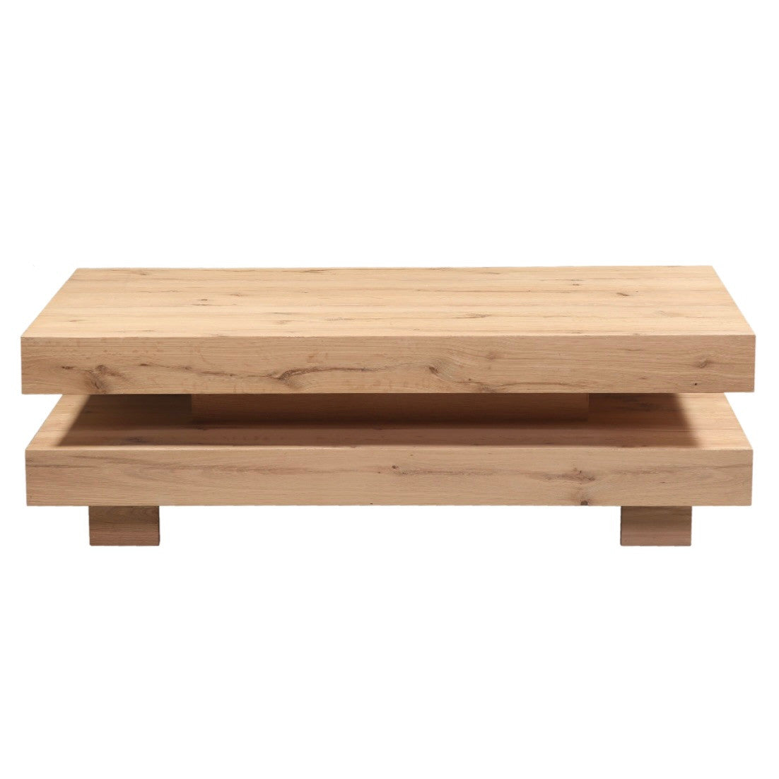 Alpine Solid Distressed Oak Wood Coffee Table 55"