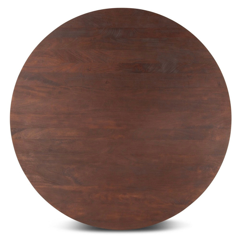 Cambridge Round Mango Wood Dining Table Walnut 60"
