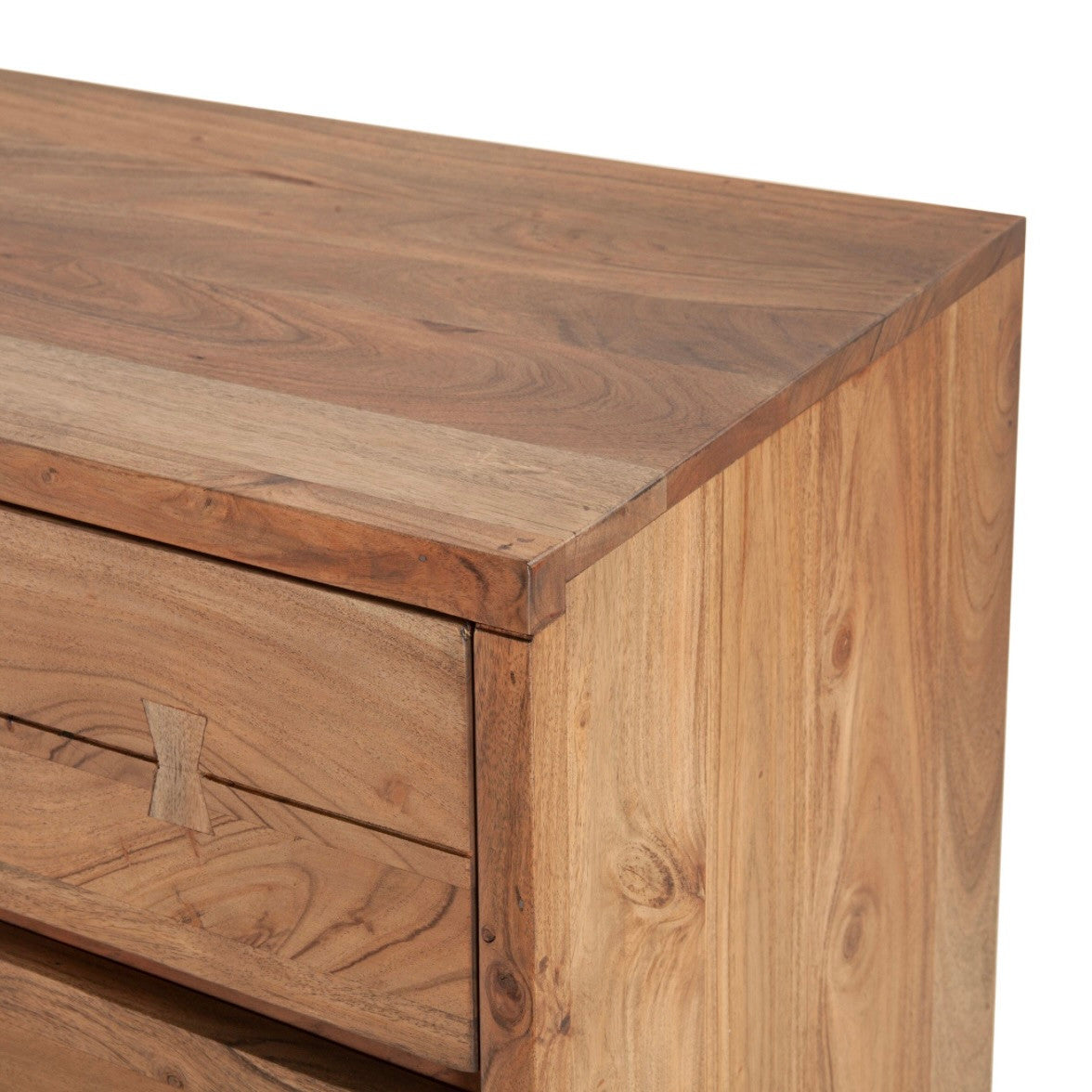 Live Edge Solid Wood & Iron 6-Drawer Dresser 58" - Smoked Acacia