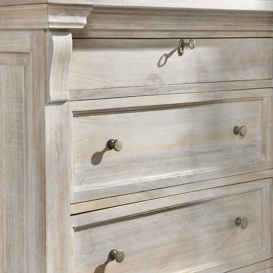Adelaide 6-Drawer Mango Wood Chest Natural White Wash