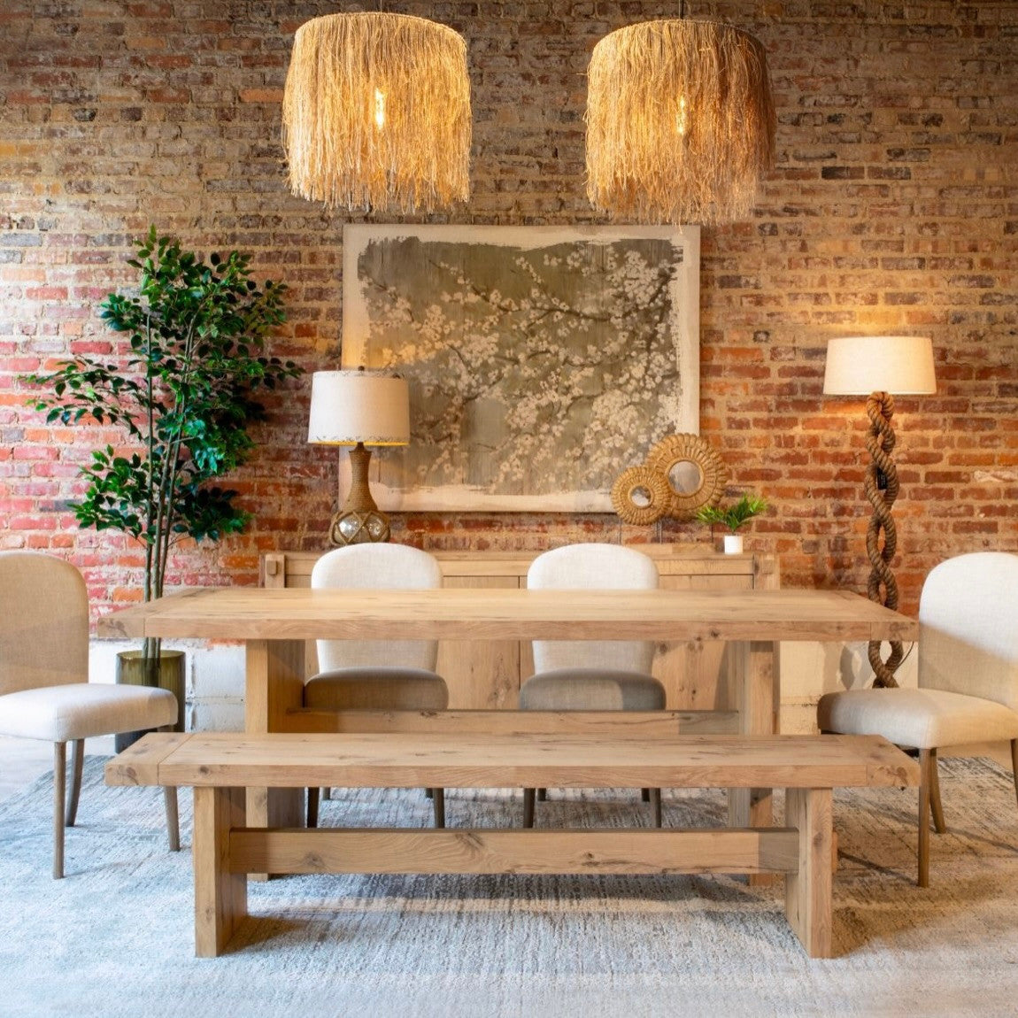 Flagstaff 85" Dining Table in Natural Distressed Oak