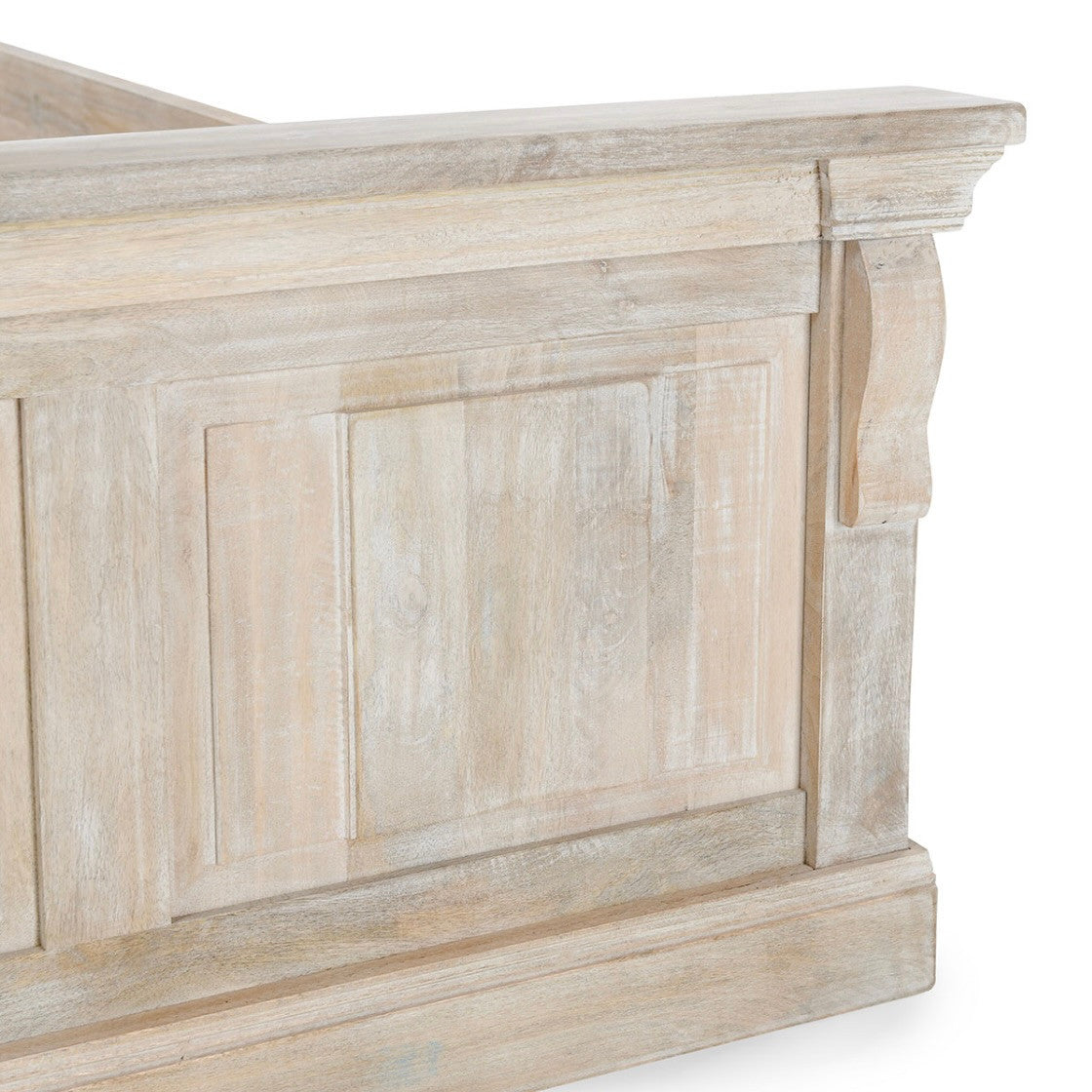 Adelaide King Mango Wood Platform Bed in White Wash