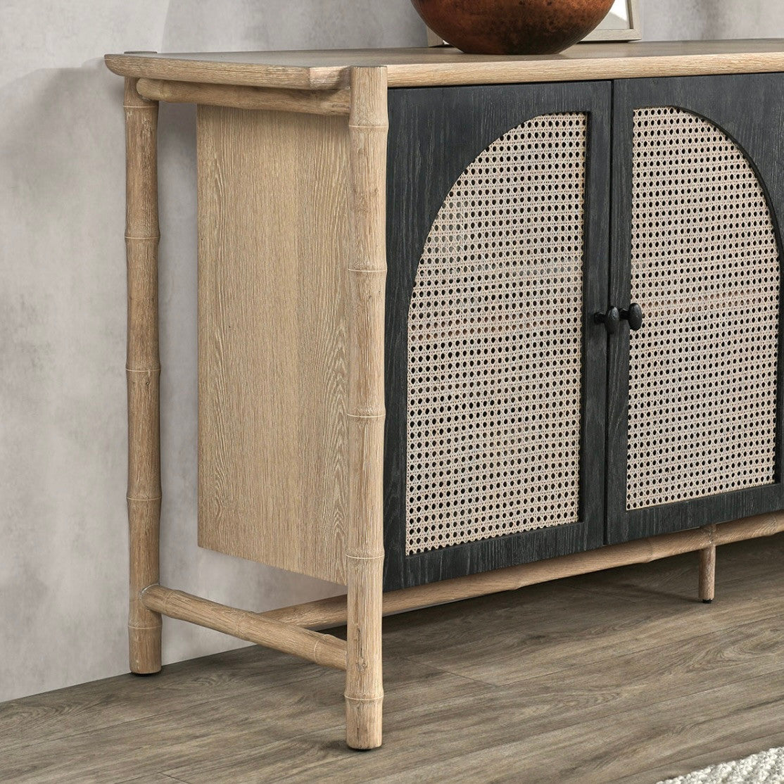 Barrea Oak Wood 4-Door Cabinet