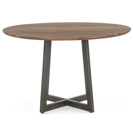 Salerno Acacia Wood and Iron Round Dining Table Natural 48"