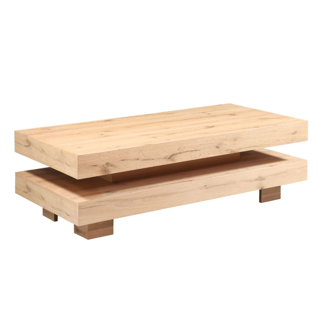 Alpine Solid Distressed Oak Wood Coffee Table 55