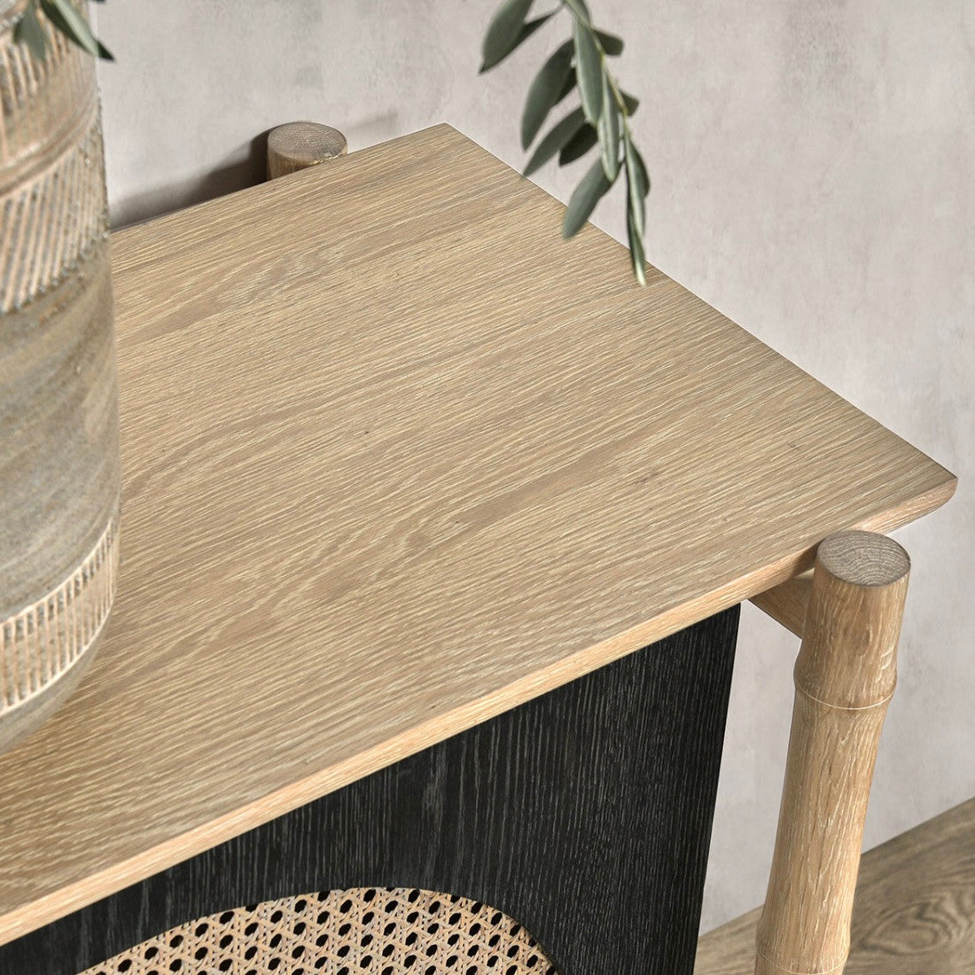 Barrea Oak Wood 4-Door Cabinet