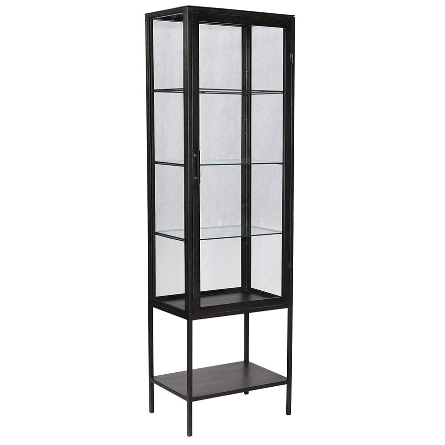 Carbon Industrial Antiqued Gunmetal Glass Display Cabinet