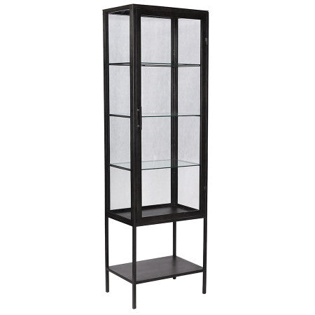 Carbon Industrial Antiqued Gunmetal Glass Display Cabinet