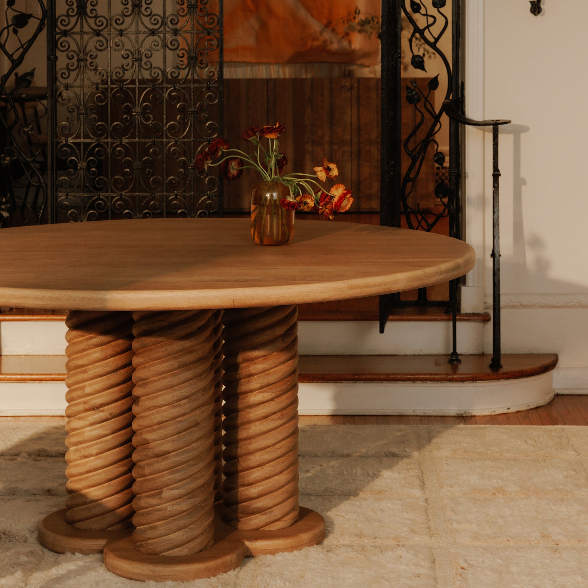 Treccia Round Dining Table Oak by Moe's Home Collection - view 2