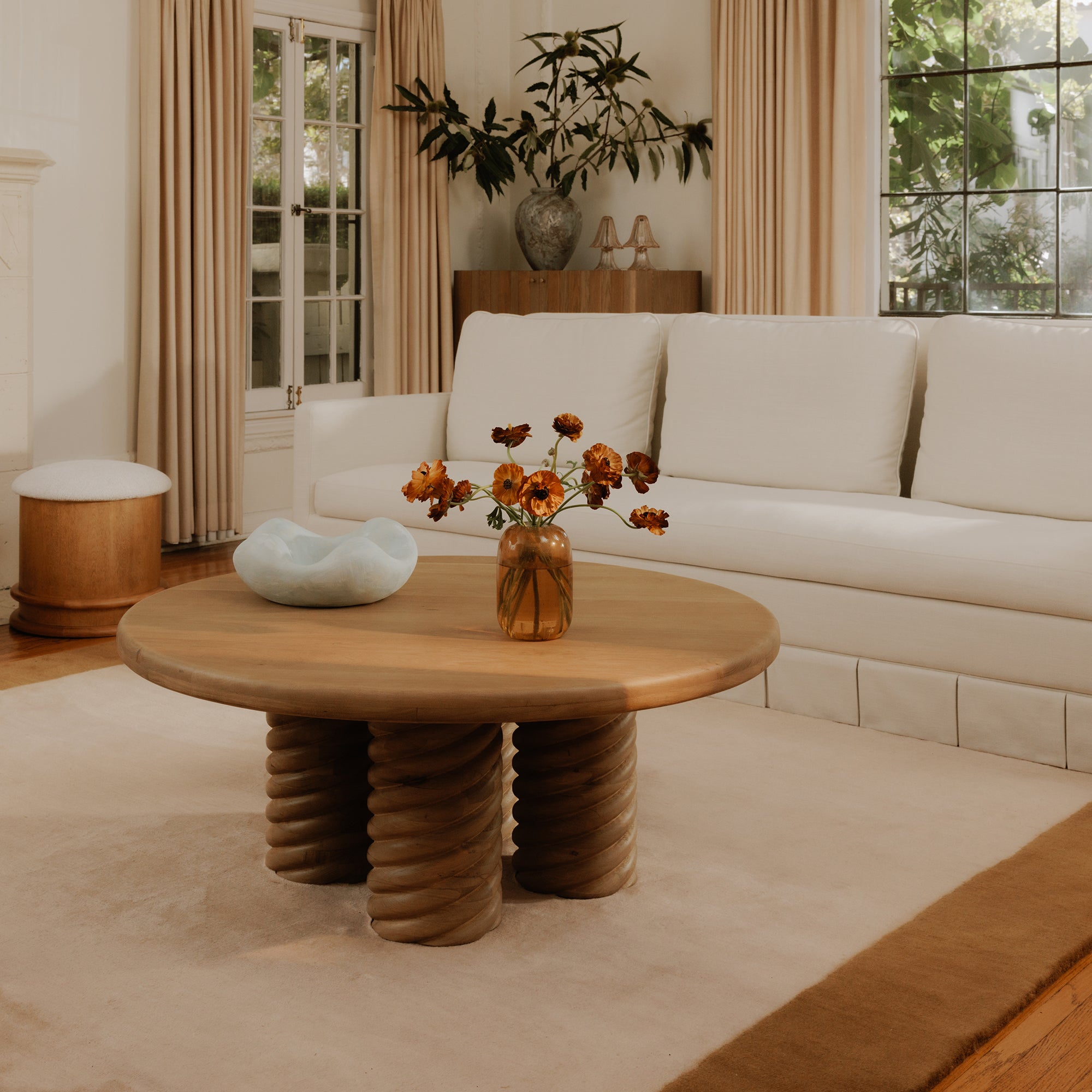 Treccia Round Coffee Table Oak by Moe's Home Collection - view 4