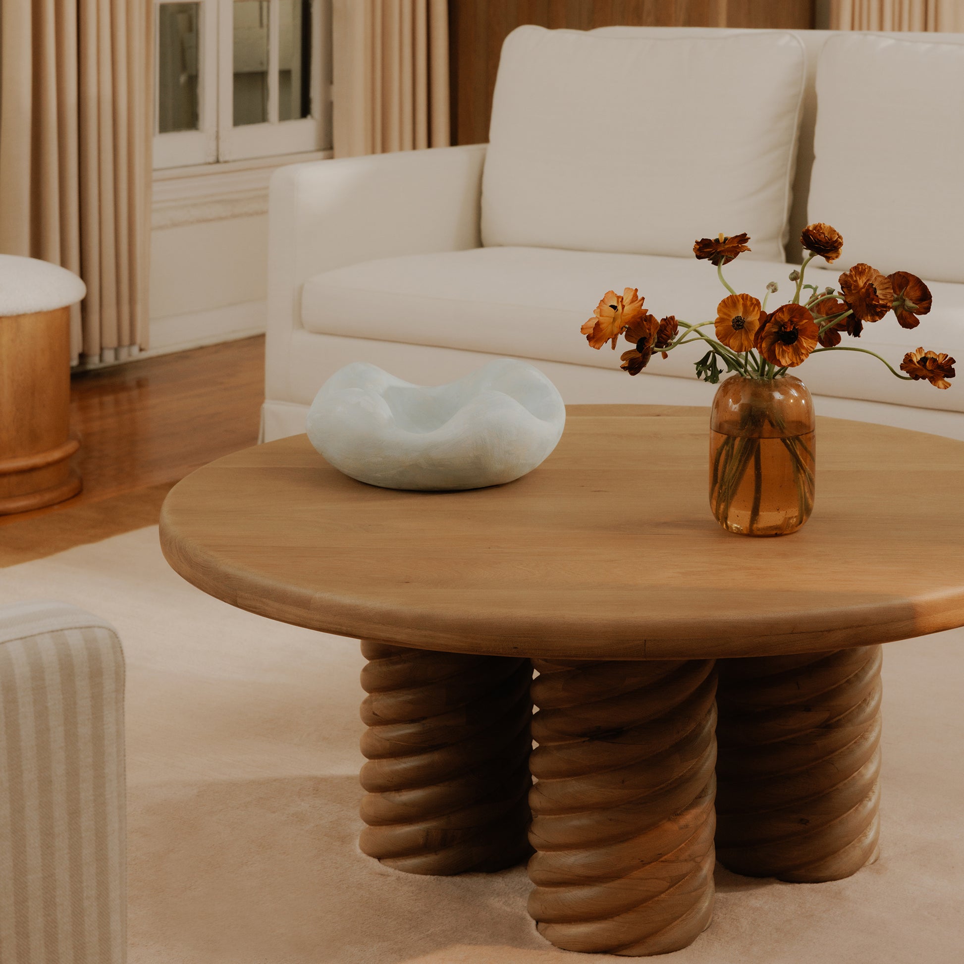 Treccia Round Coffee Table Oak by Moe's Home Collection - view 2