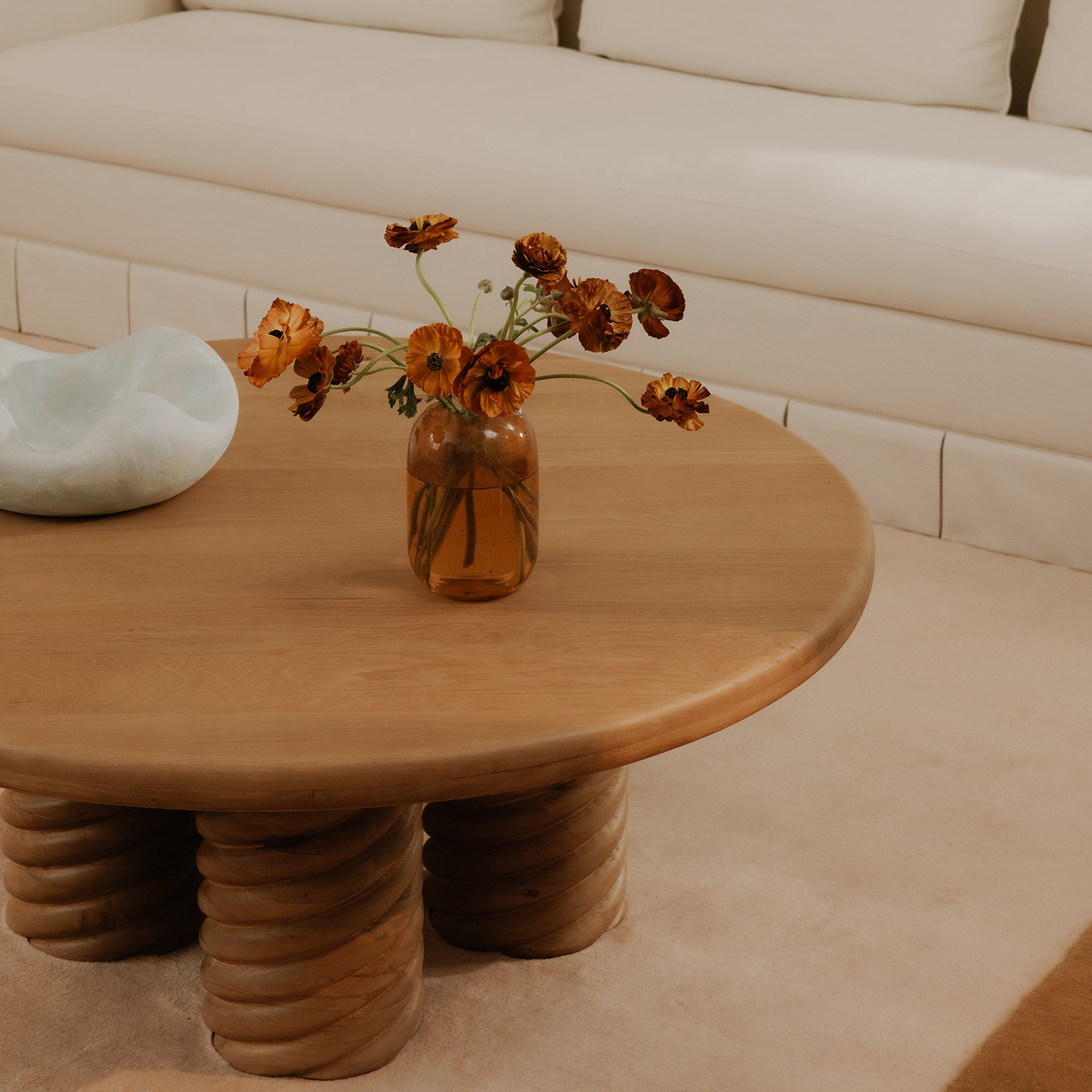 Treccia Round Coffee Table Oak by Moe's Home Collection - view 3