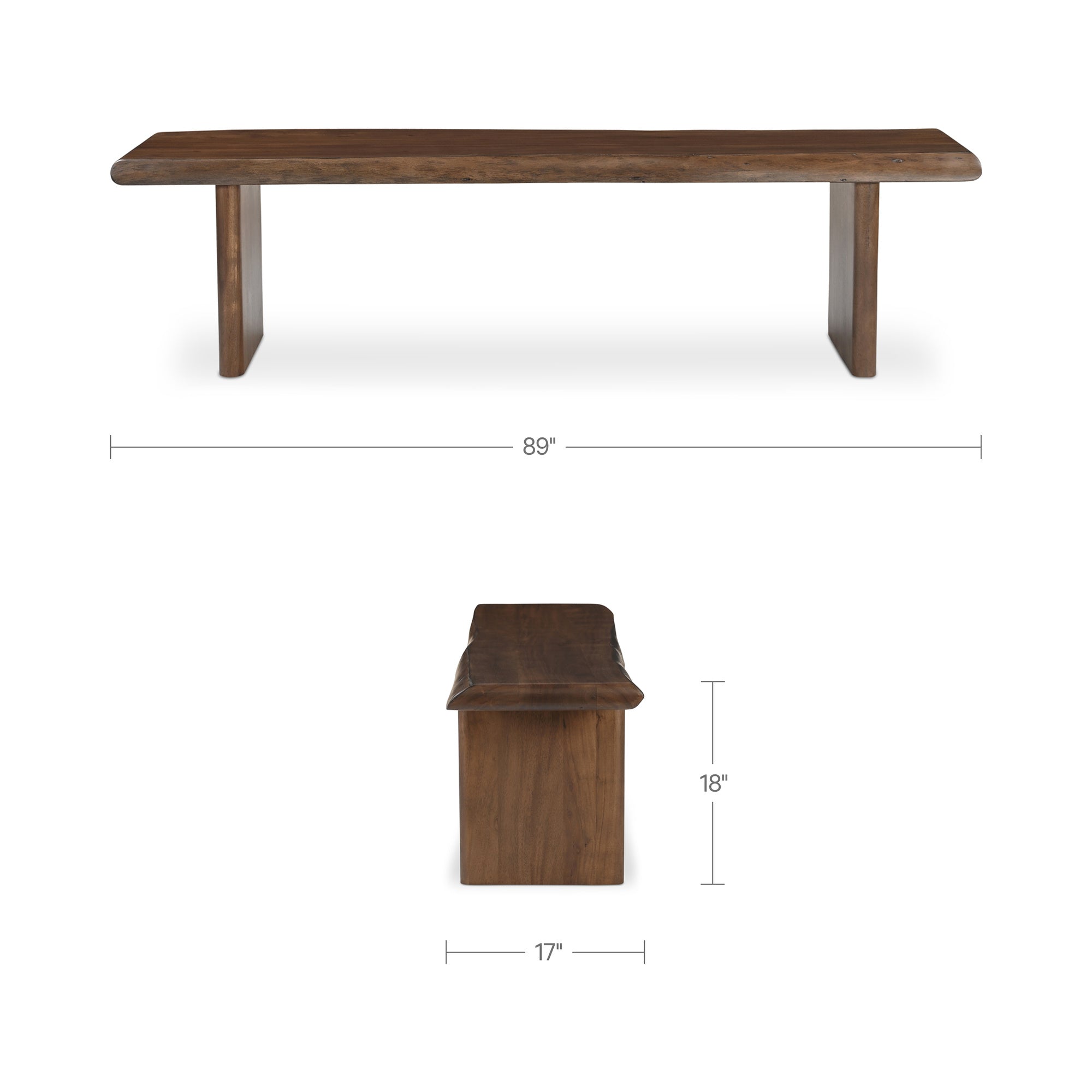 Lila Dining Bench Large Brown by Moe's Home Collection - view 4