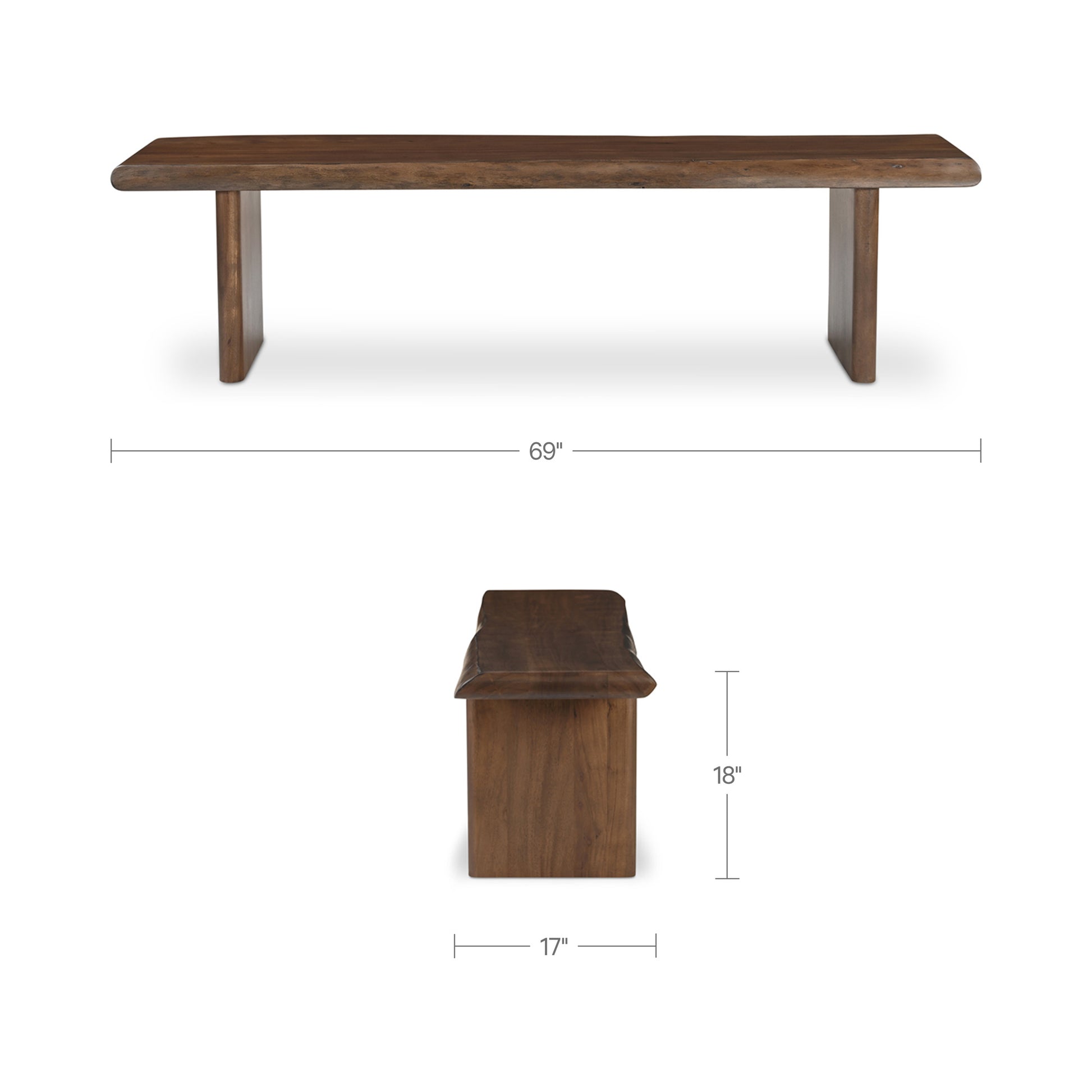 Lila Dining Bench Small Brown by Moe's Home Collection - view 4