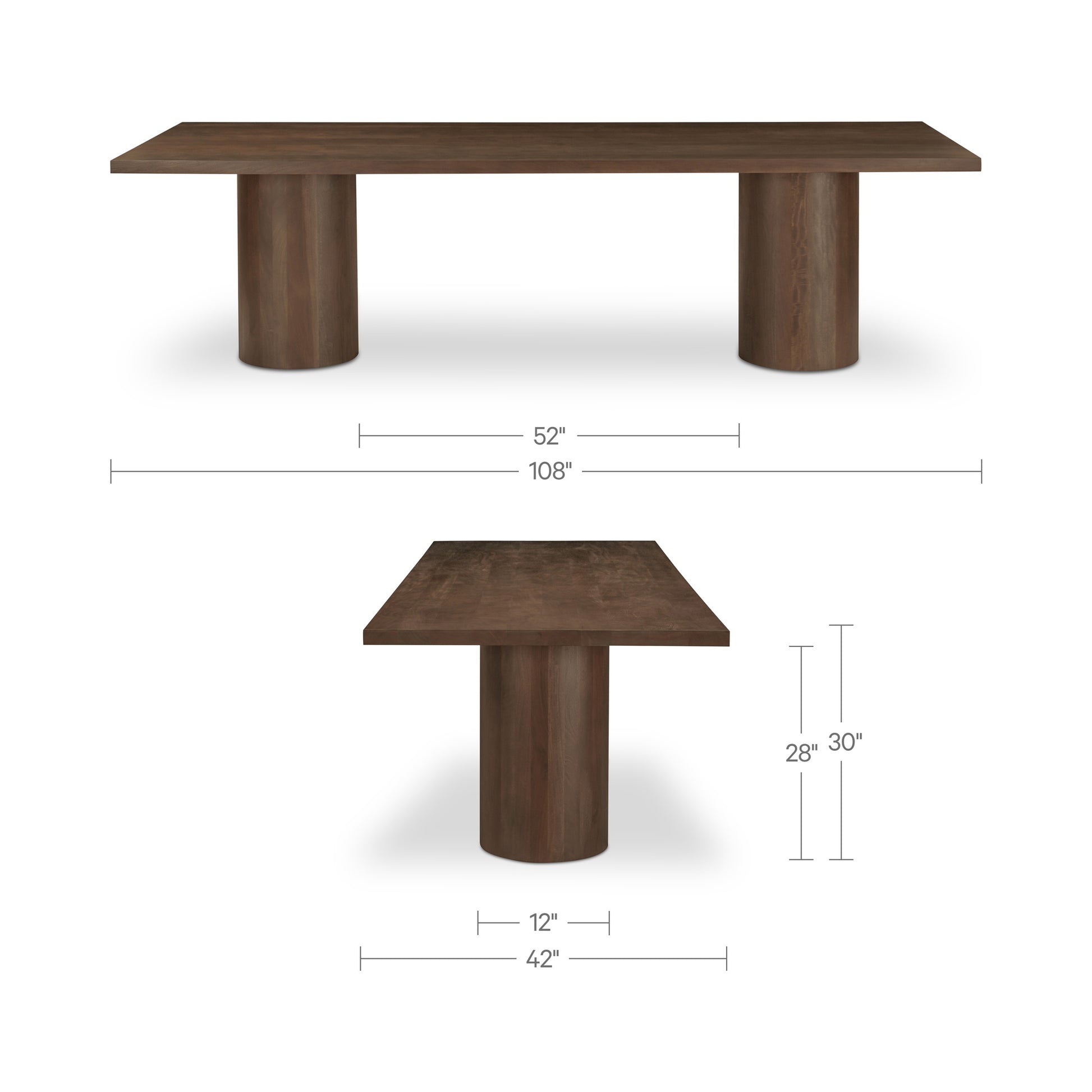 Hadley Dining Table Small Warm Brown by Moe's Home Collection - view 6