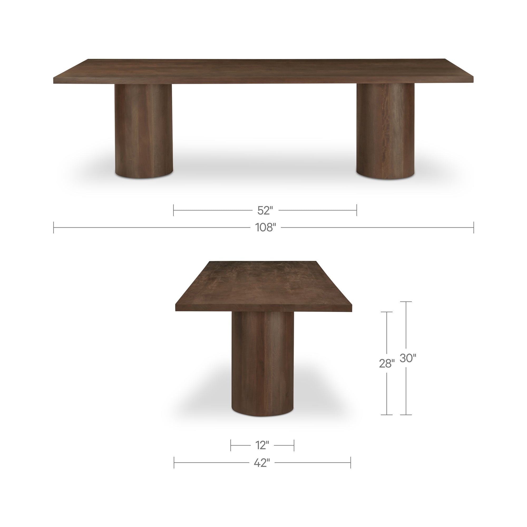 Hadley Dining Table Small Warm Brown by Moe's Home Collection - view 6