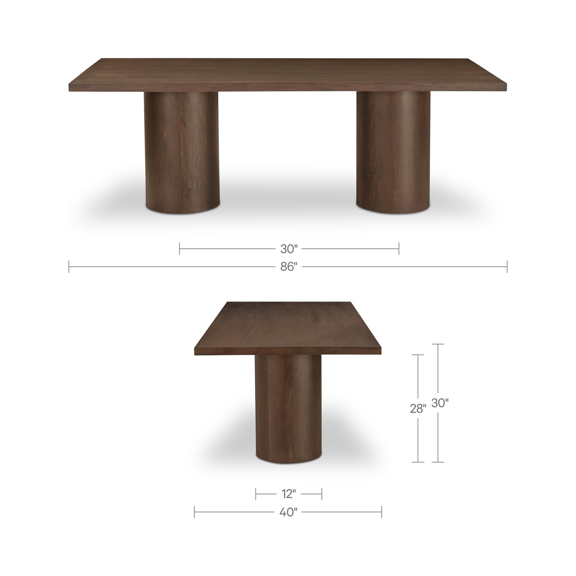 Hadley Dining Table Large Warm Brown by Moe's Home Collection - view 3