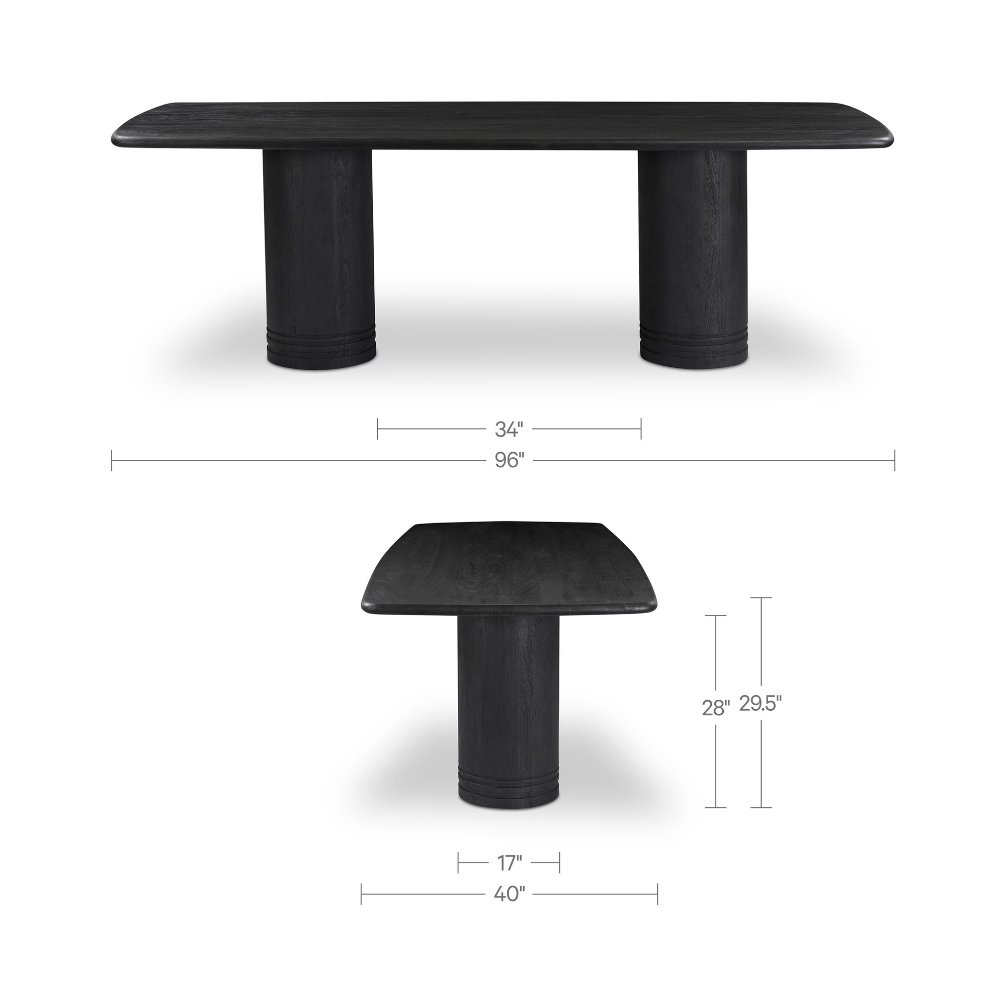 Daphne Dining Table Large Black by Moe's Home Collection - view 3