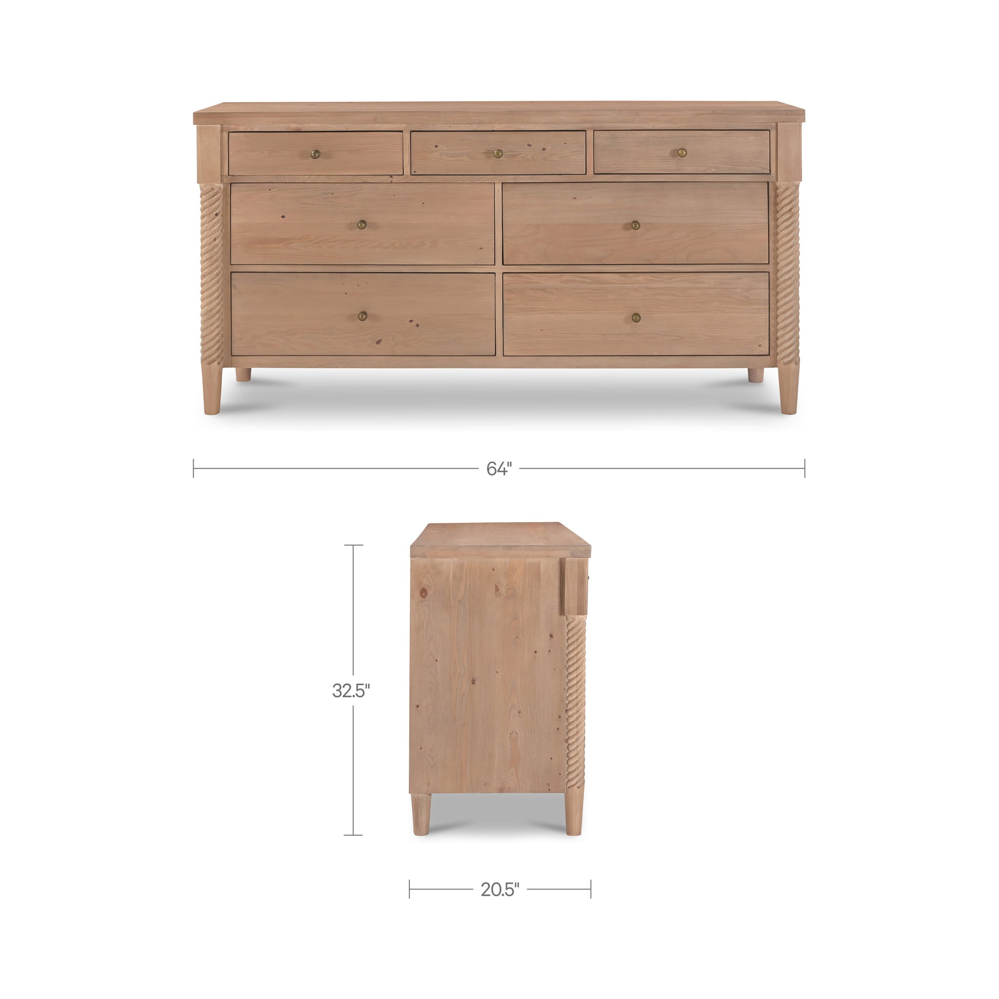 Joni 7 Drawer Dresser Natural by Moe's Home Collection - view 3