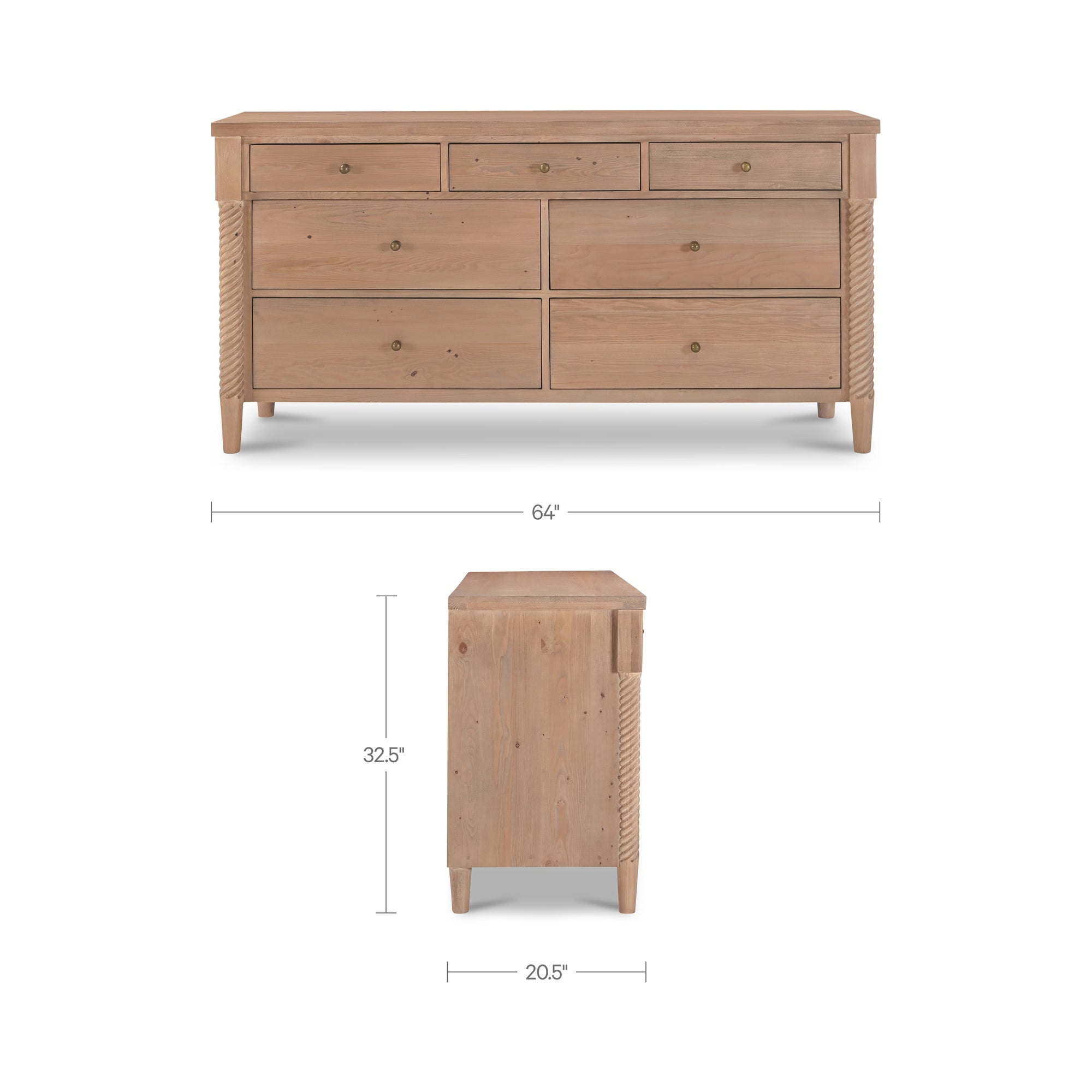 Joni 7 Drawer Dresser Natural by Moe's Home Collection - view 3