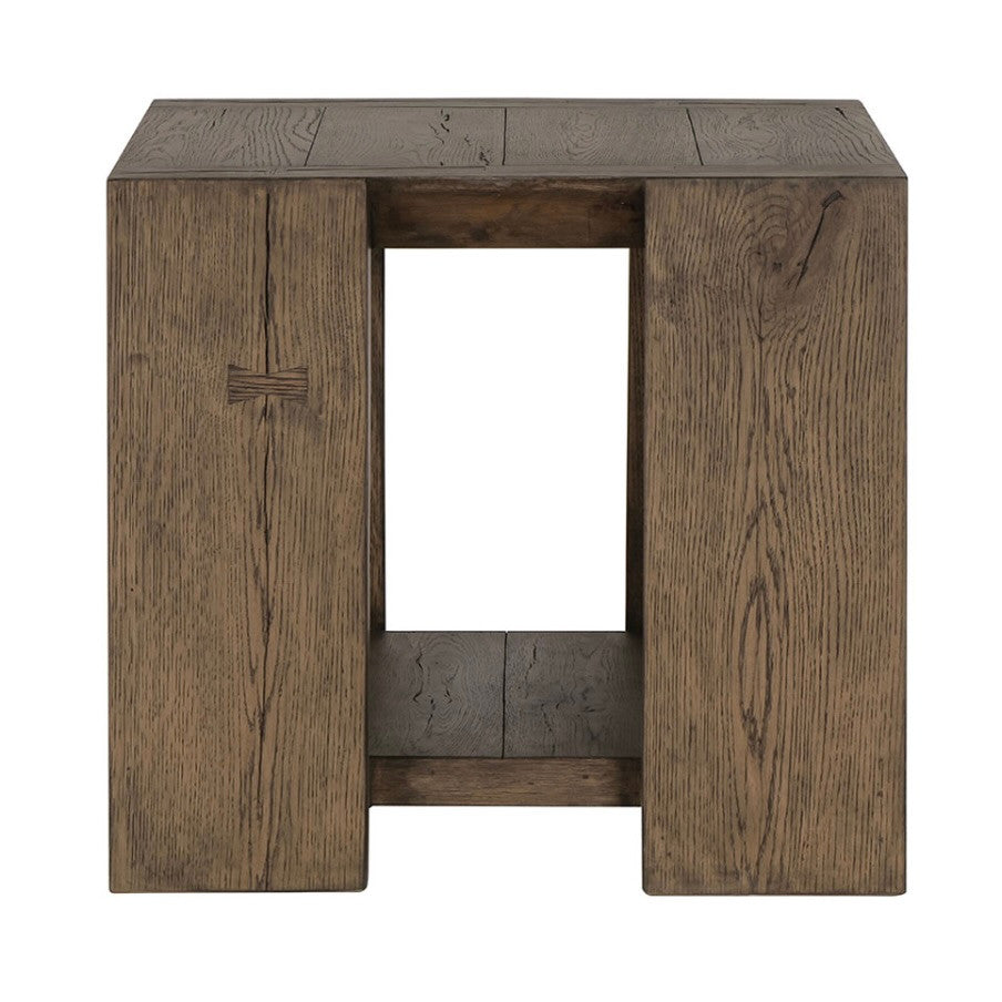 Troy Reclaimed Oak End Table in Suede Brown 24"