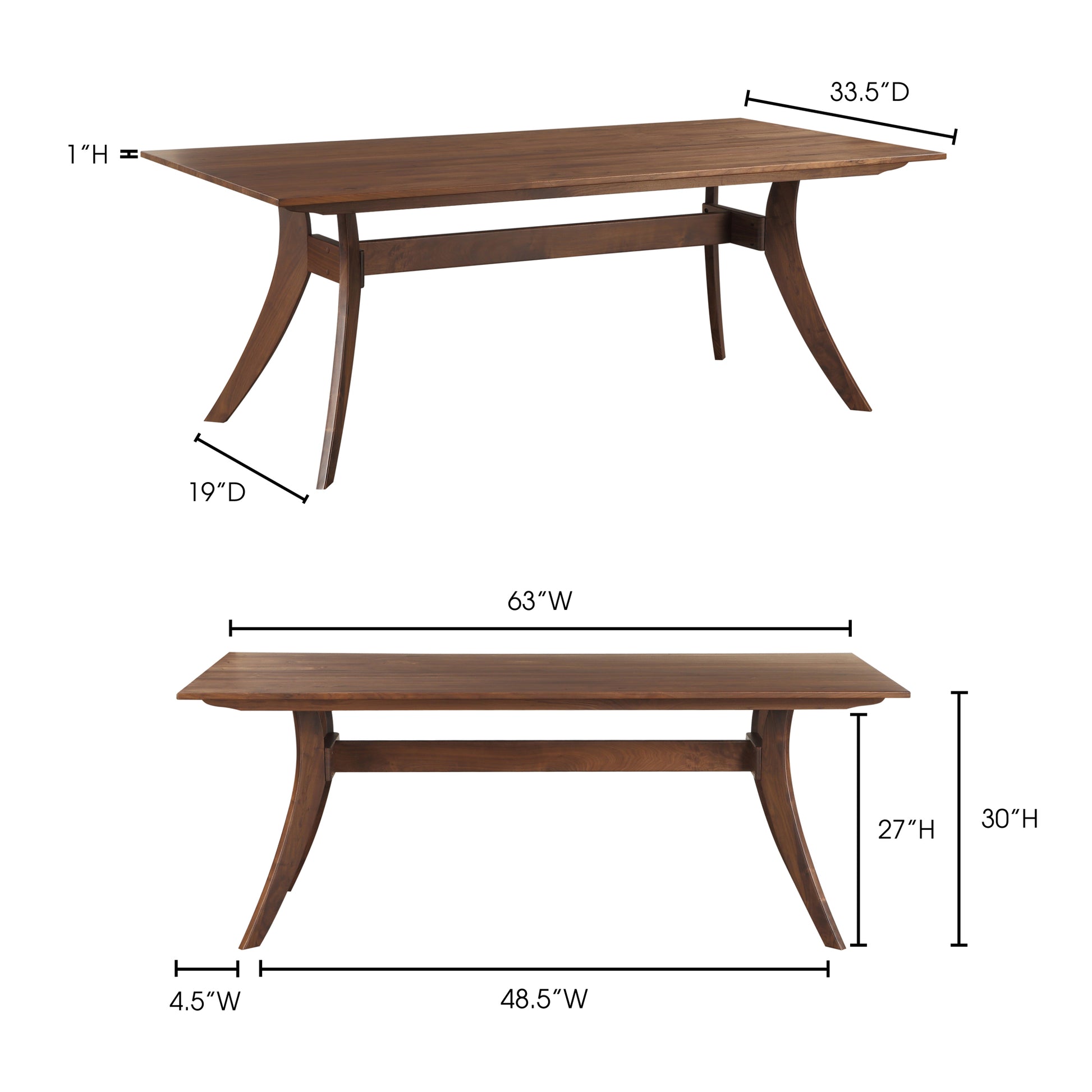 Florence Small Dining Table Brown by Moe's Home Collection - view 7
