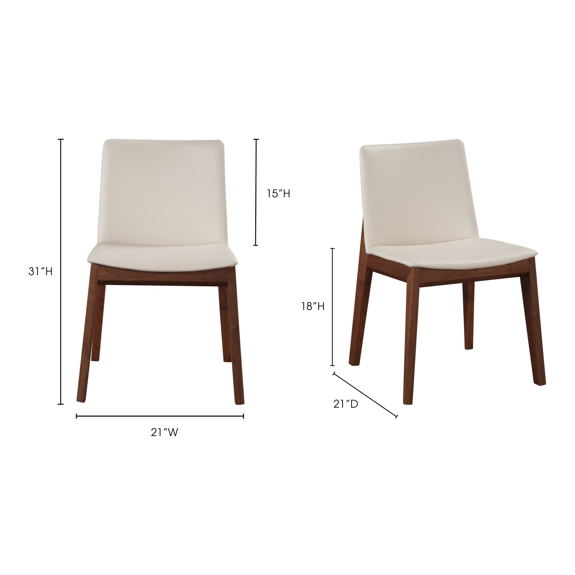 Deco Dining Chair Cream White PVC - Set Of Two by Moe's Home Collection - view 14