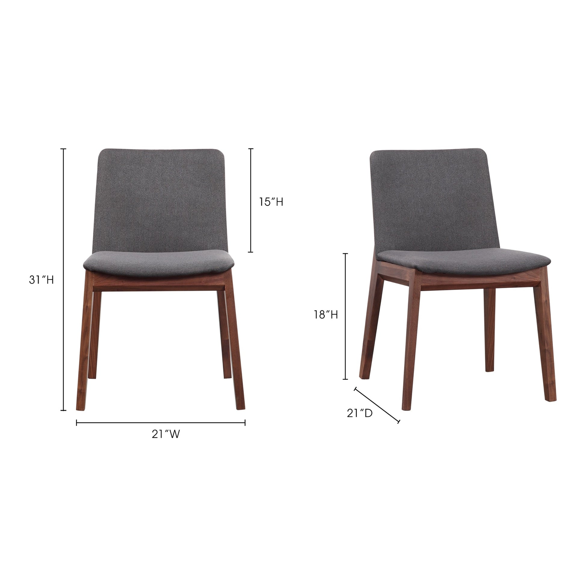 Deco Dining Chair Dark Grey - Set Of Two by Moe's Home Collection - view 12