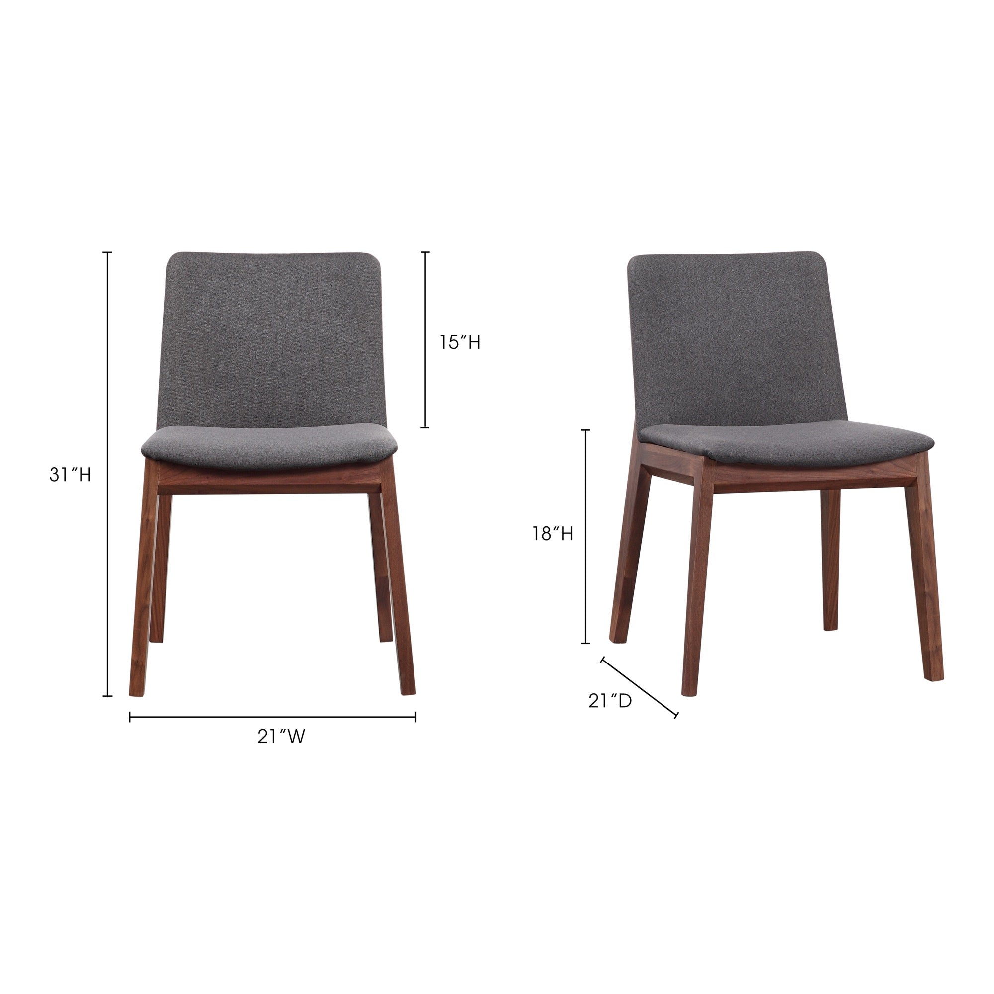 Deco Dining Chair Dark Grey - Set Of Two by Moe's Home Collection - view 12