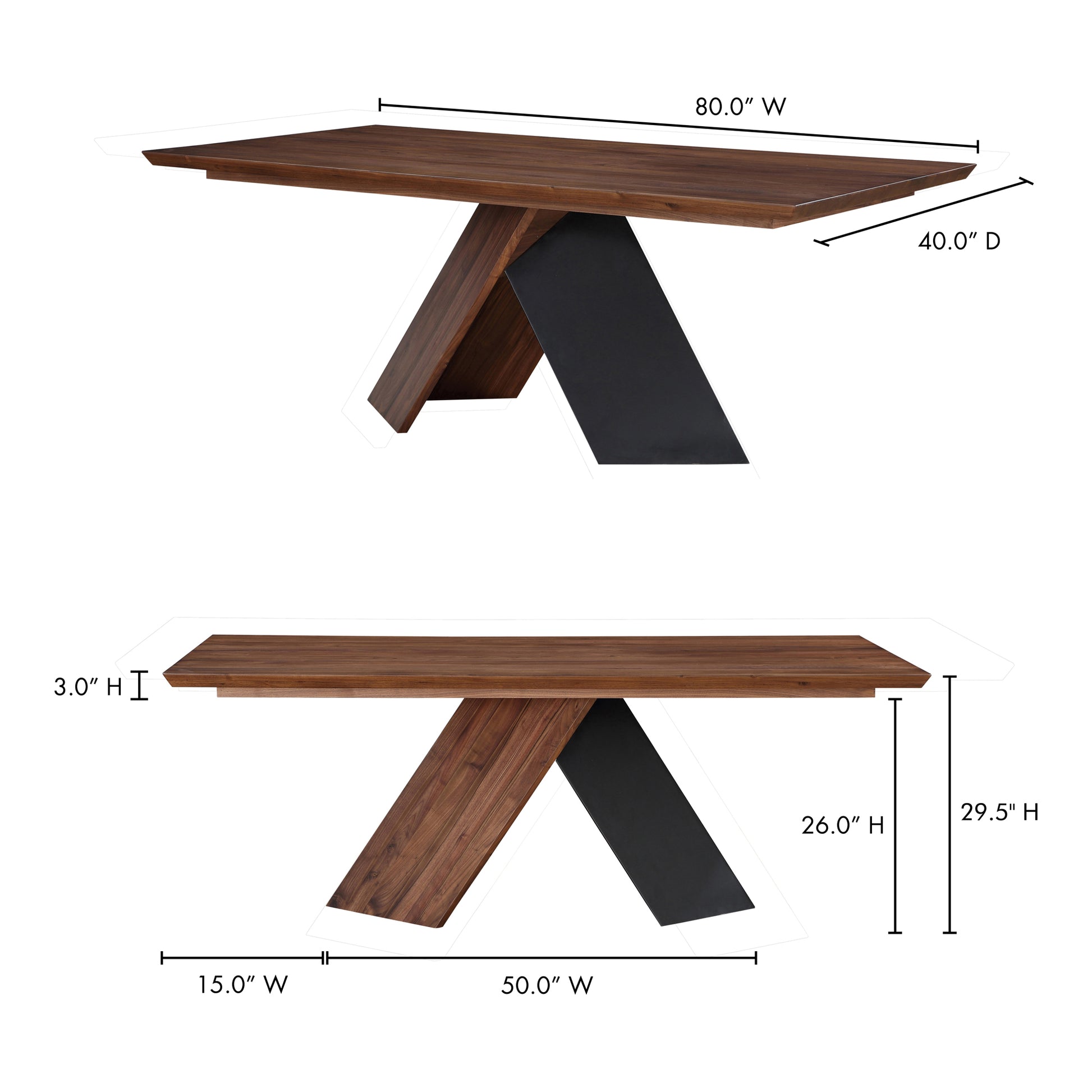 Axio Dining Table Brown by Moe's Home Collection - view 2