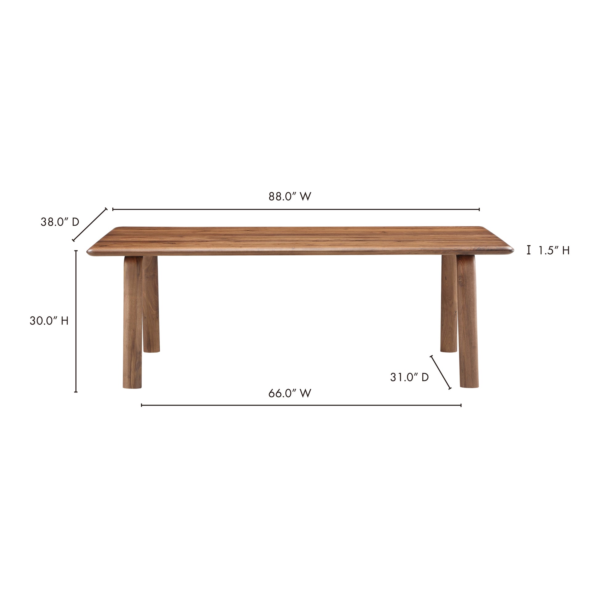 Malibu Dining Table Walnut by Moe's Home Collection - view 15